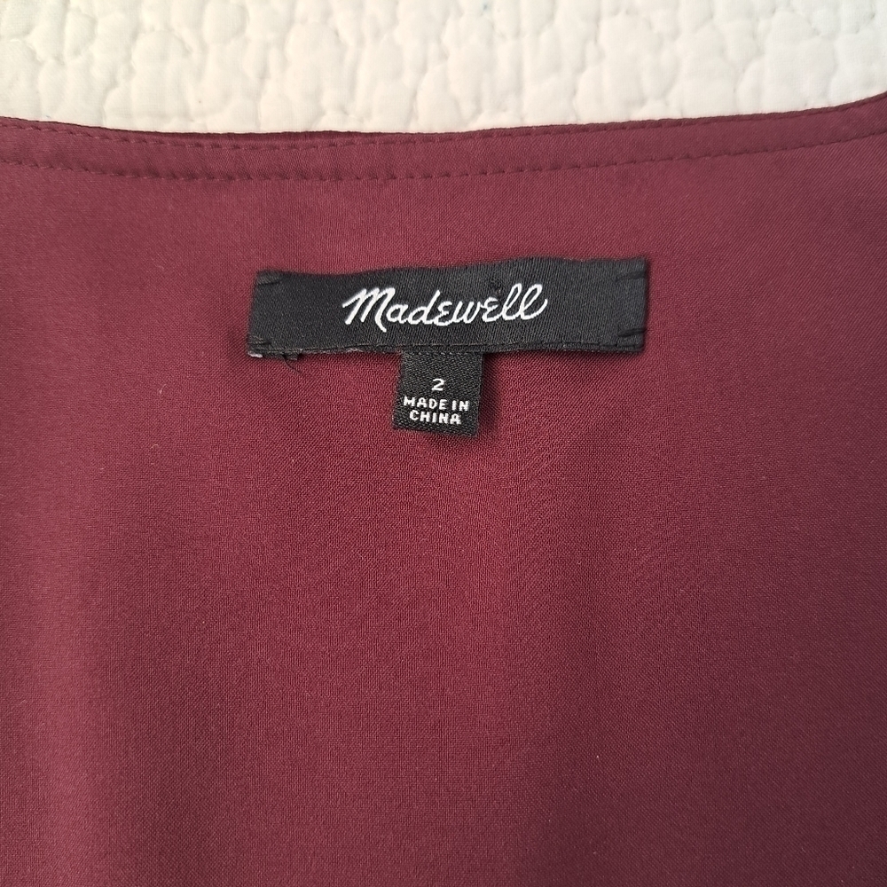 MADEWELL Silk Burgundy Star Print Dress - Picture 6 of 7